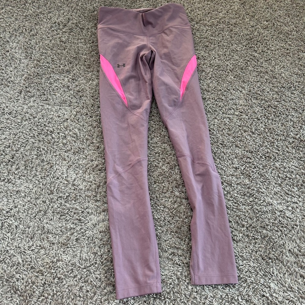 Under Armour XS HeatGear Fitted Leggings Pink Accent Athletic Pants